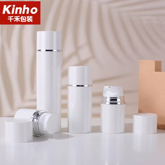 Big Ml 30ml 50ml 100ml 120ml 150ml 200ml White PP Plastic Airless Pump Bottle with Snap Lotion Pump by Chinese Supplier Kinho